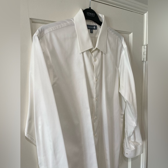 Nordstrom textured white strip Mens button down collared dress shirt - Picture 7 of 9